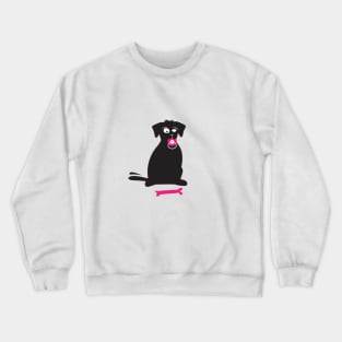 Black labrador with rubber teat Crewneck Sweatshirt